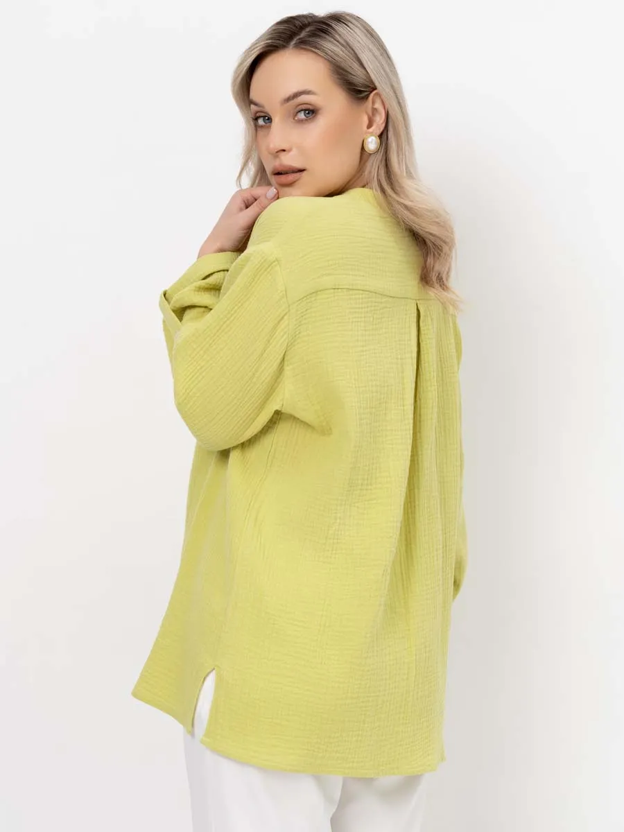 Рубашка для беременных туника муслиновая лимонный