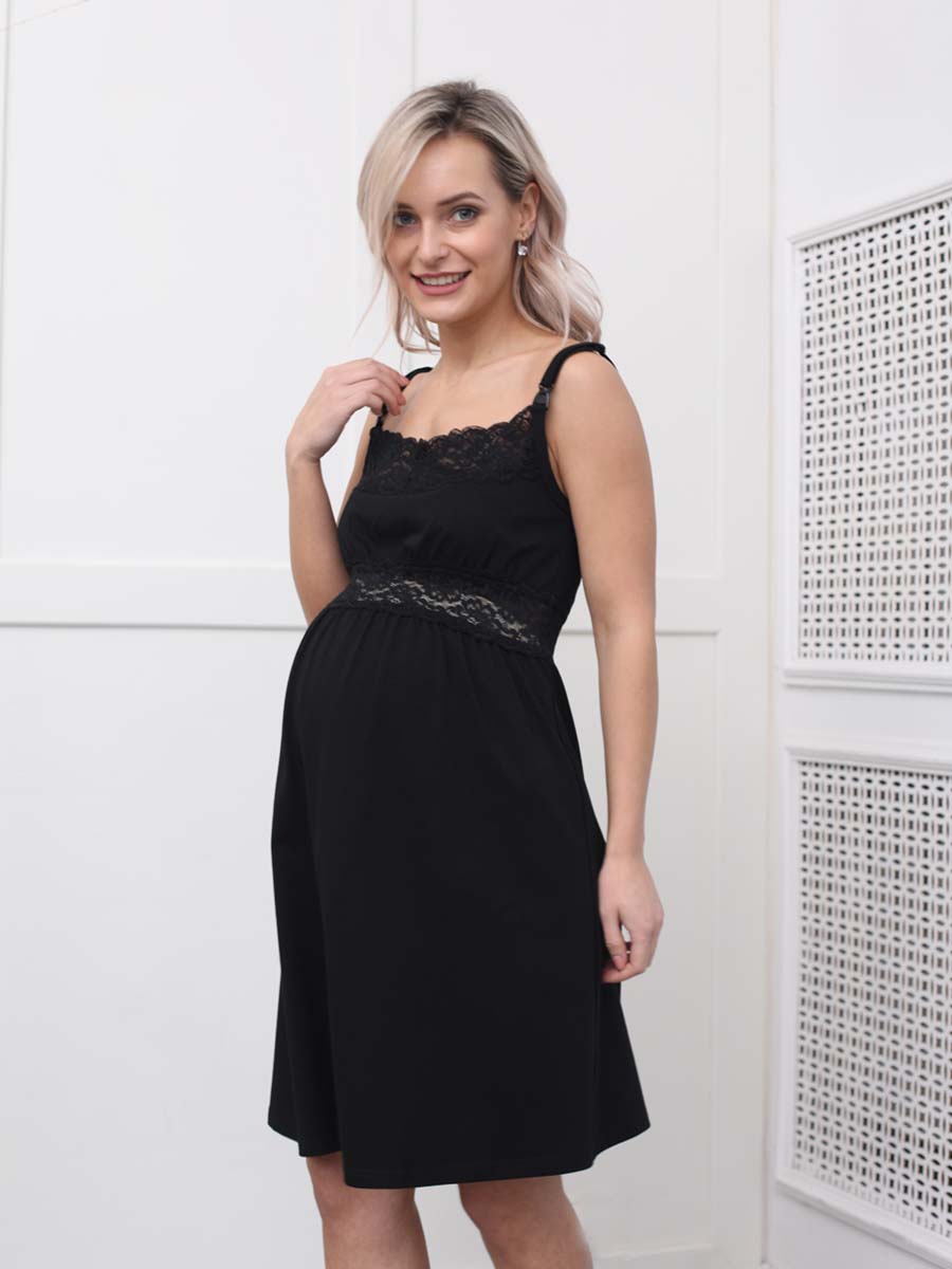 Сорочка в роддом для беременных и кормящих черный