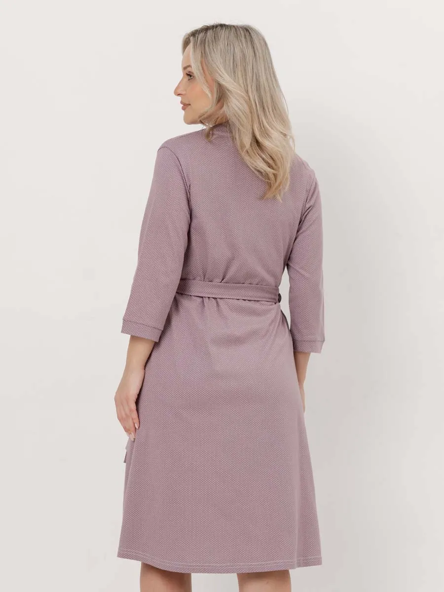 Комплект для беременных и кормящих 13920 халат с сорочкой коричневый/молочный