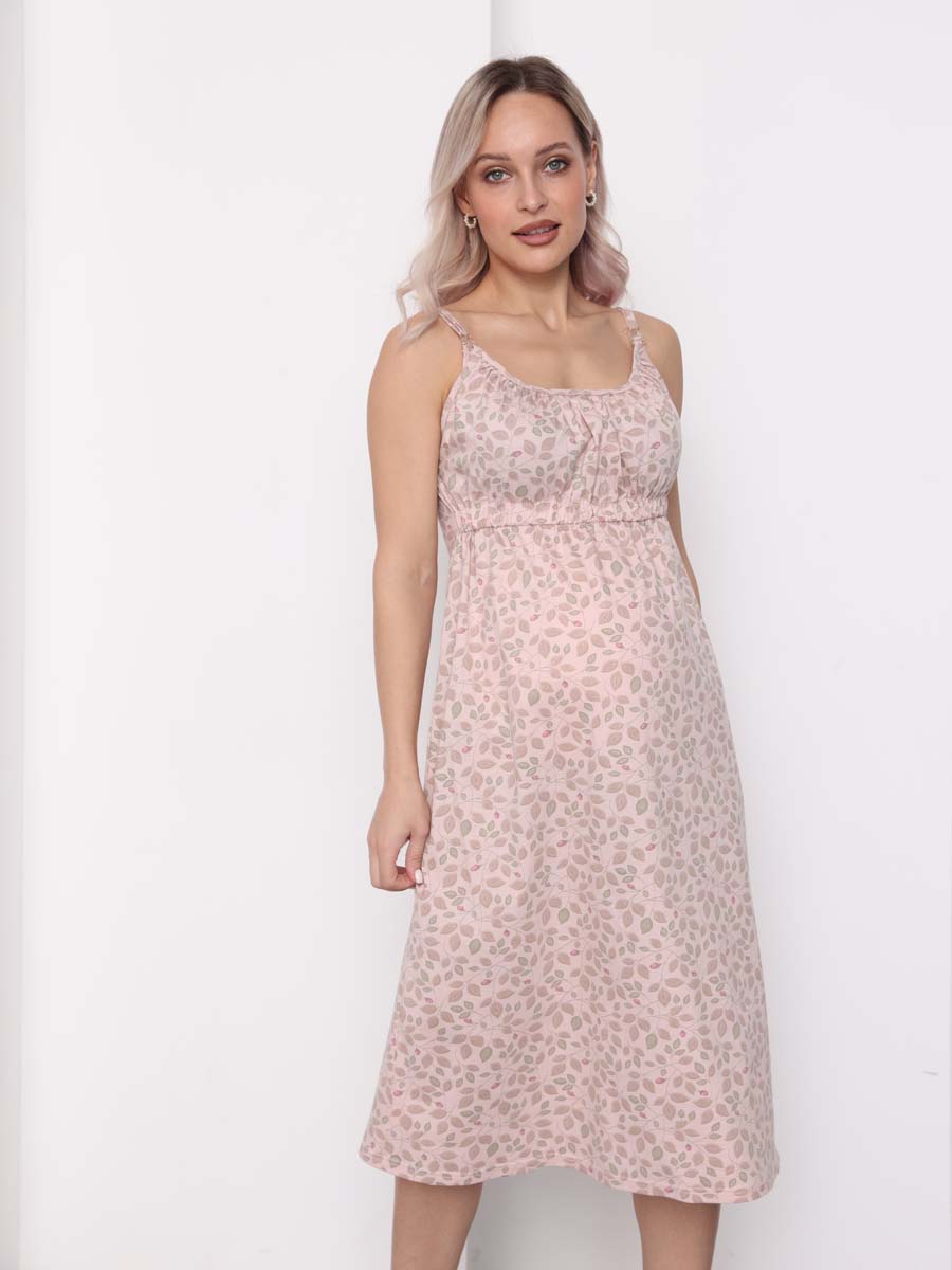 Халат и сорочка для беременных и кормящих в роддом костюм темно-зеленый/пудровый