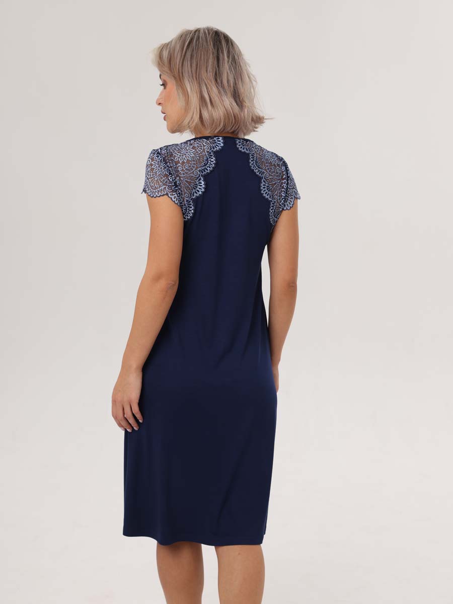 Ночная сорочка для беременных и кормящих мам синий/голубой