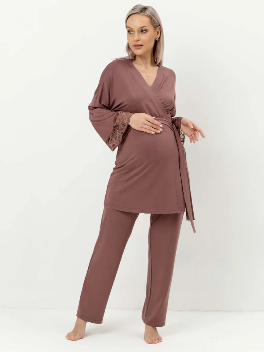 Костюм тройка для беременных и кормящих 29032 шоколад