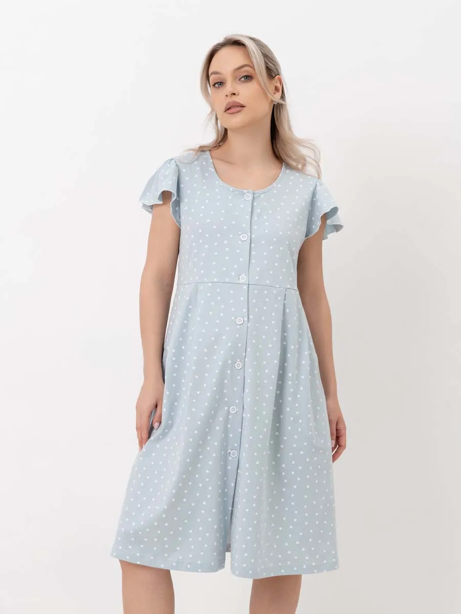 Халат для беременных и кормящих серый/белый