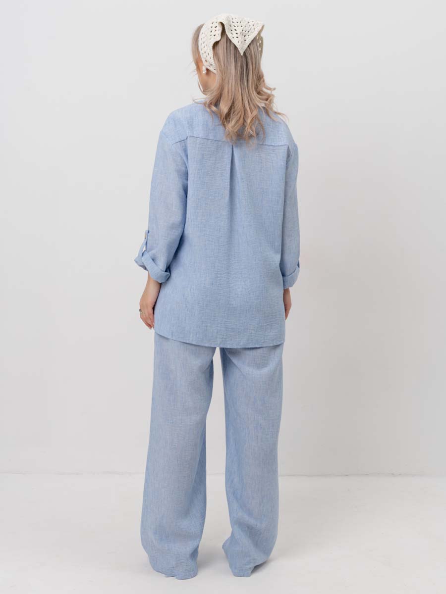 Костюм летний для беременных и кормящих туника брюки голубой
