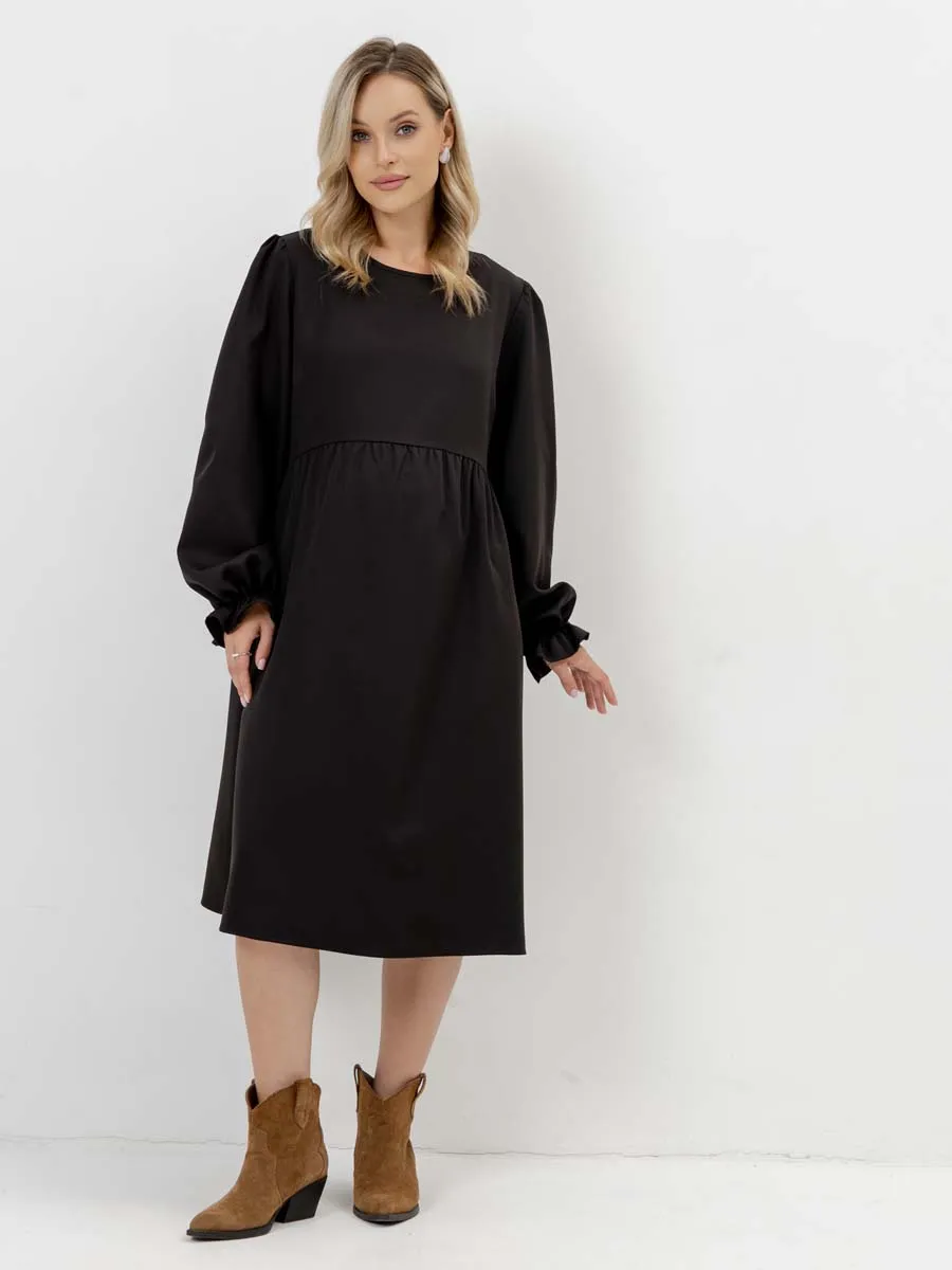 Платье для беременных с длинным рукавом в офис черный