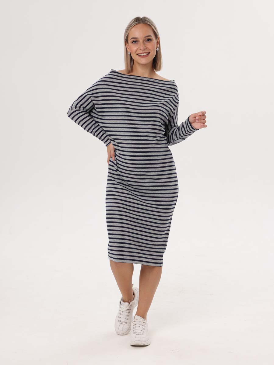  серый меланж/синий