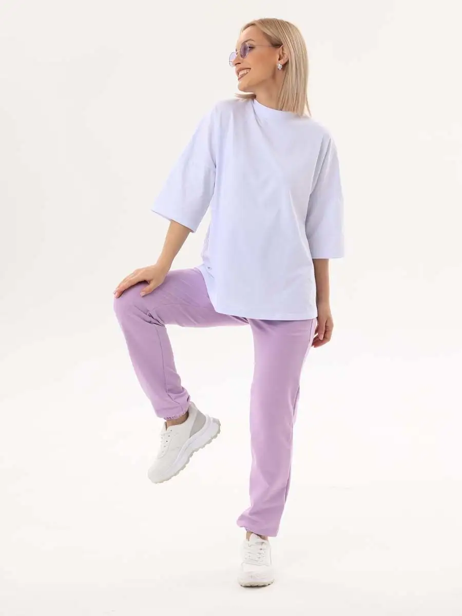 Брюки для беременных с бандажом джогеры сиреневый