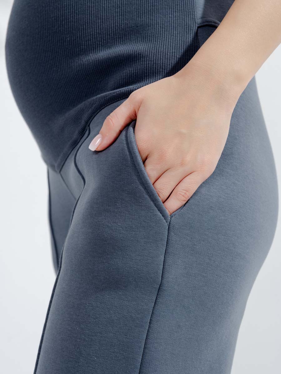 Брюки для беременных утепленные широкие палаццо графитовый