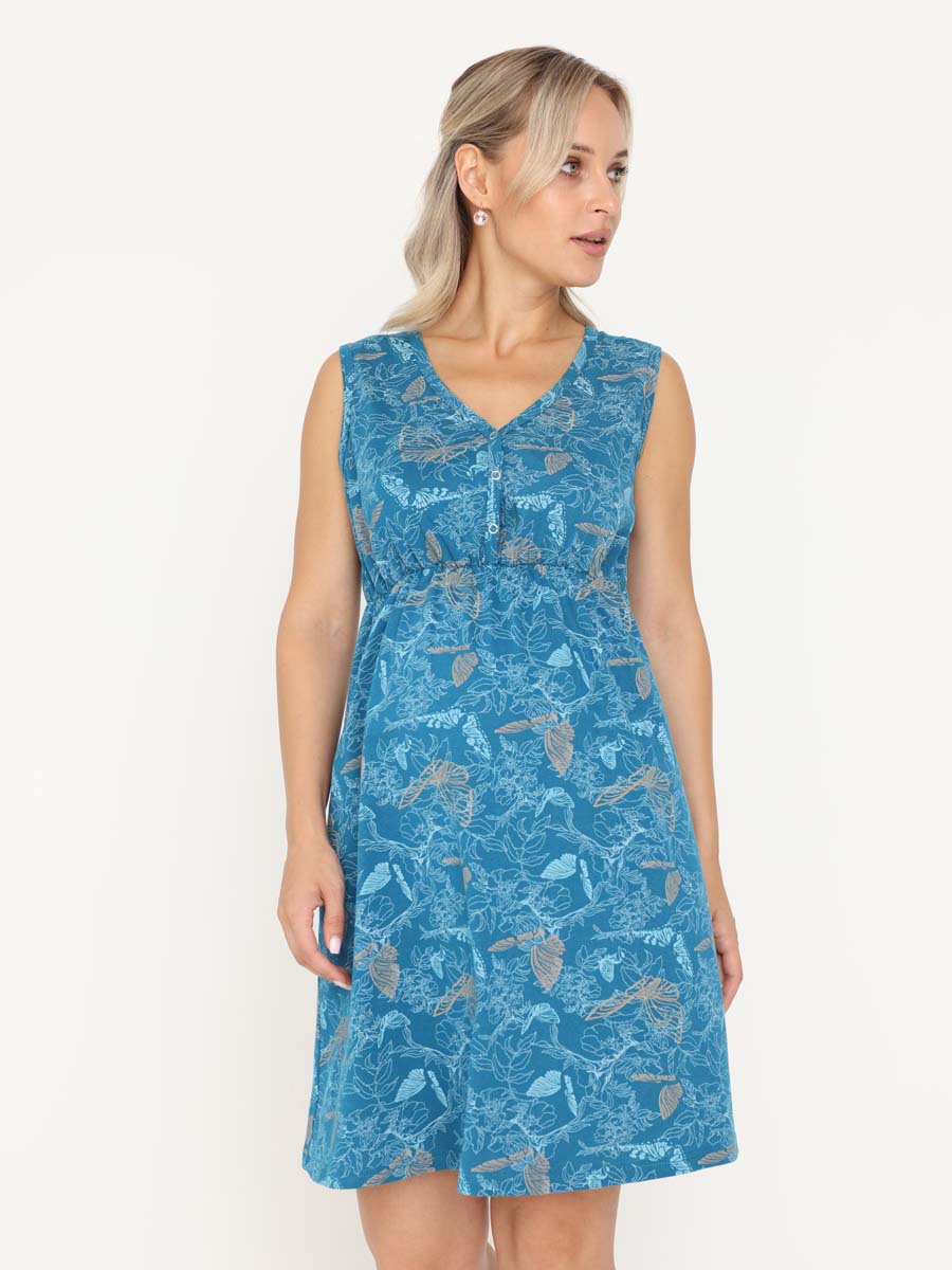 Ночная сорочка в роддом для беременных м кормящих индиго