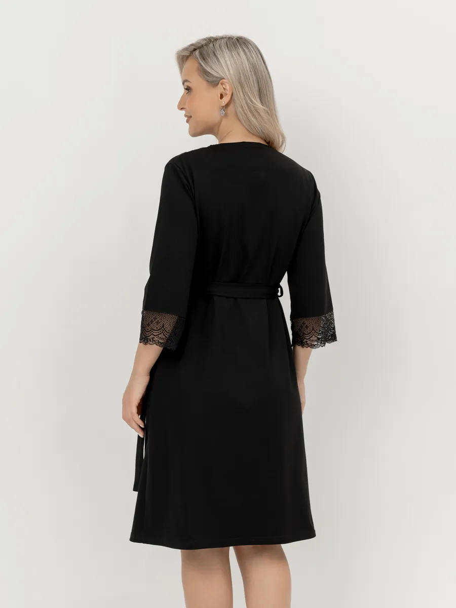 Халат домашний для беременных и кормления черный