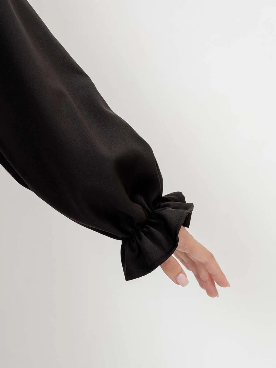 Платье для беременных с длинным рукавом в офис черный