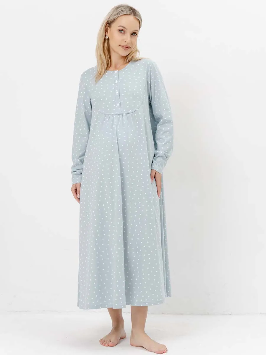 Ночная сорочка для беременных и кормления серебристый/белый