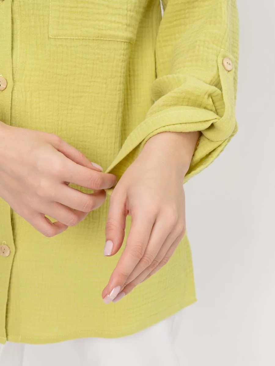 Рубашка для беременных туника муслиновая лимонный