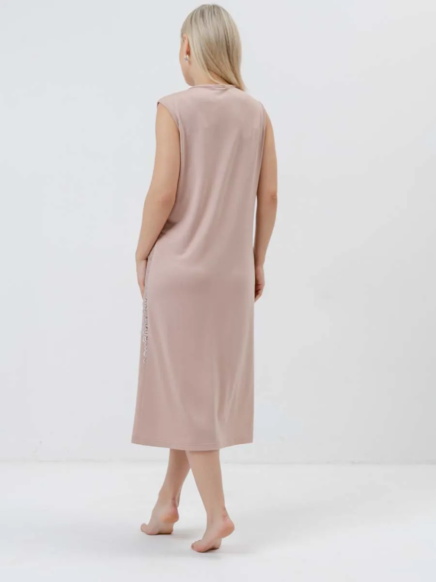 Ночная сорочка в роддом для беременных бежевый