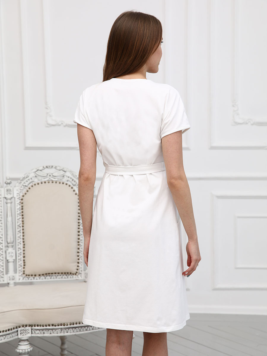 Халат для беременных и кормящих на поясе 08402 молочный