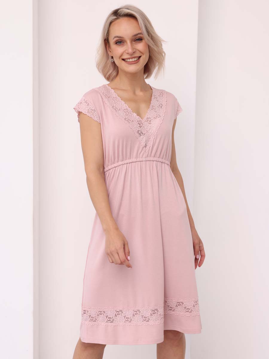 Ночная сорочка для беременных и кормящих 48509 розовый