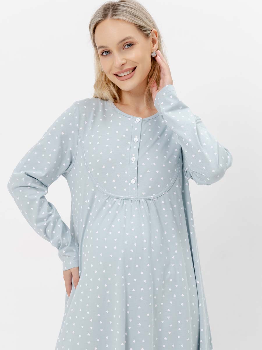 Ночная сорочка для беременных и кормления серебристый/белый