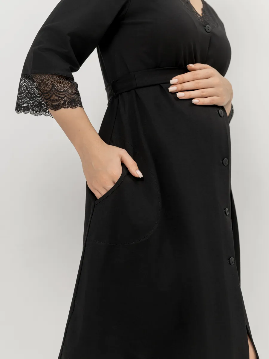 Халат домашний для беременных и кормления черный