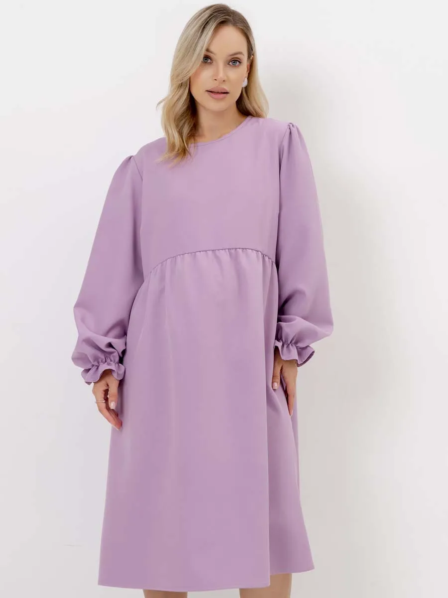 Платье для беременных с длинным рукавом в офис сиреневый