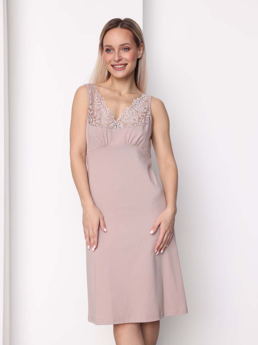 Ночная сорочка кружевная бежевый