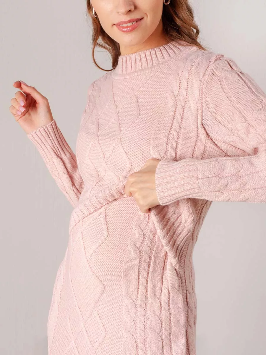 Платье вязаное для беременных и кормящих 06210 розовый