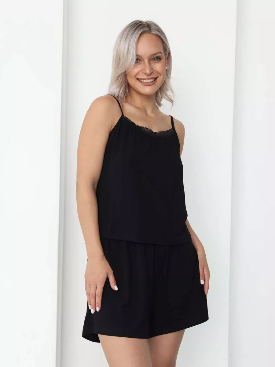 Пижама женская с шортами и топом 54832 черный