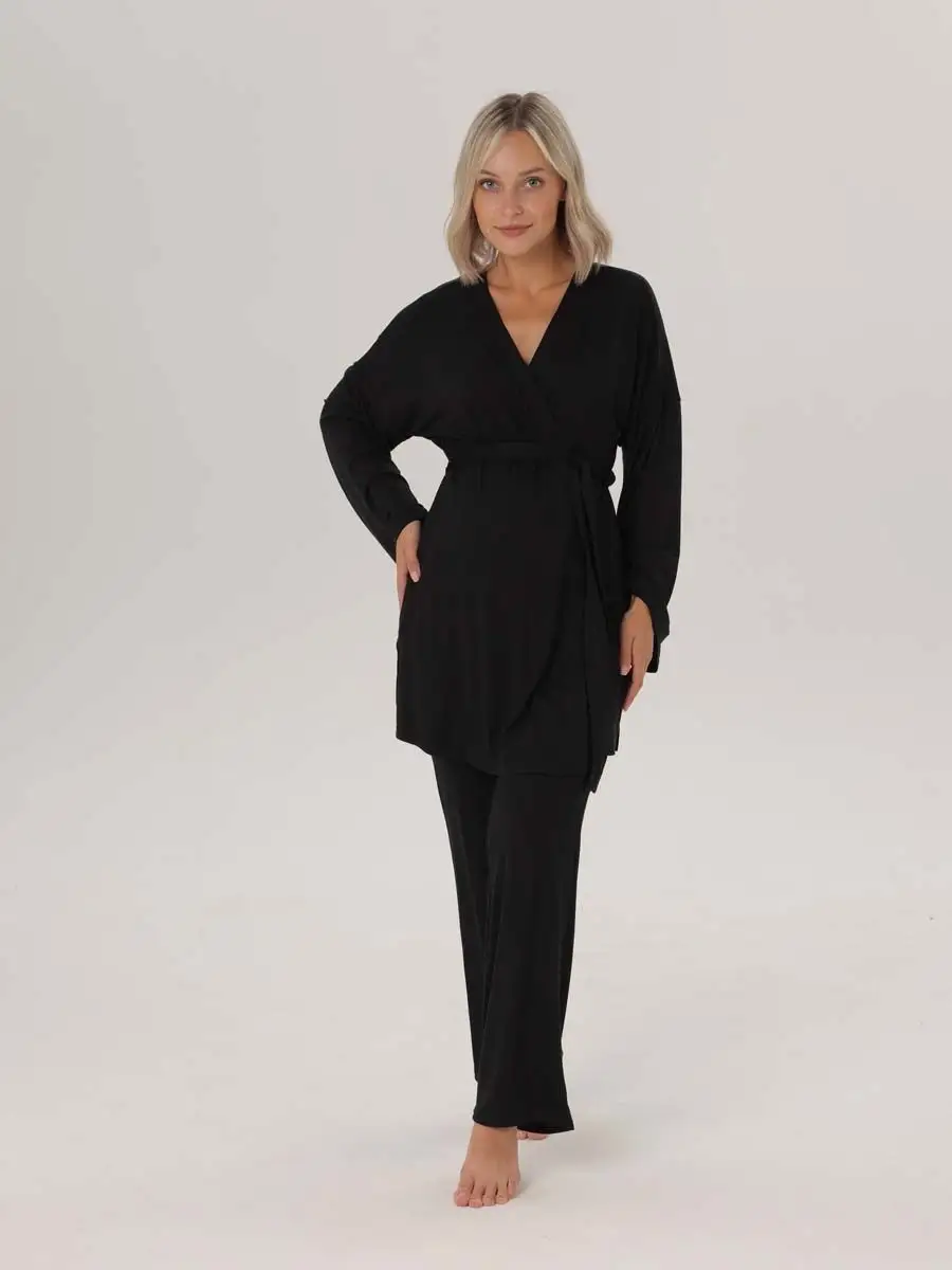 Костюм брючный с кимоно черный