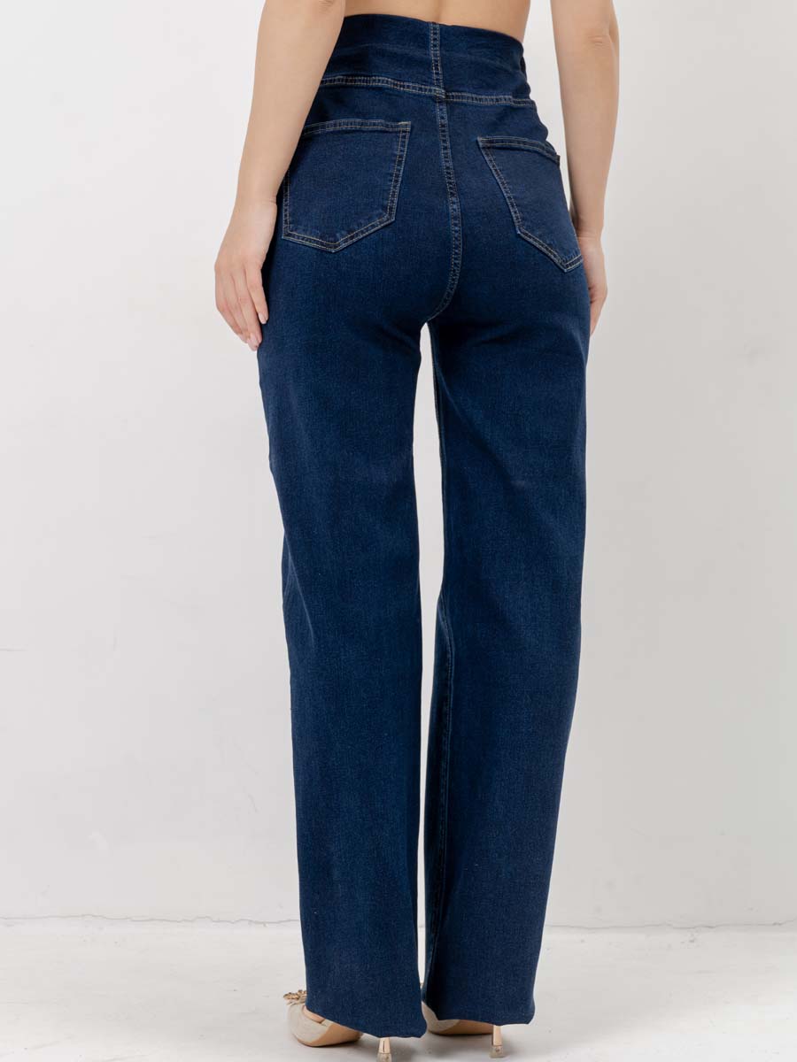 Джинсы трубы для беременных 67712 в офис темно-синий