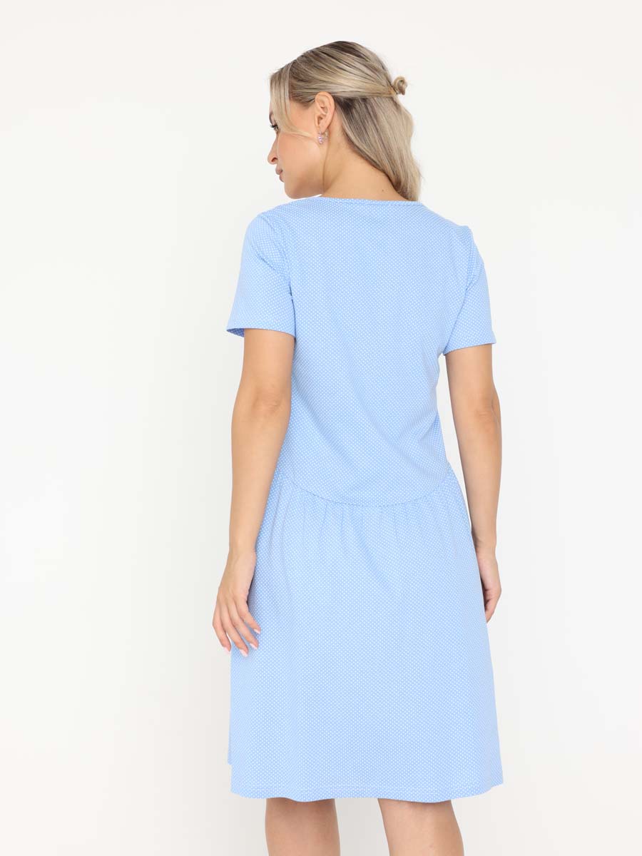 Сорочка в роддом ночнушка для беременных и кормящих голубой/белый