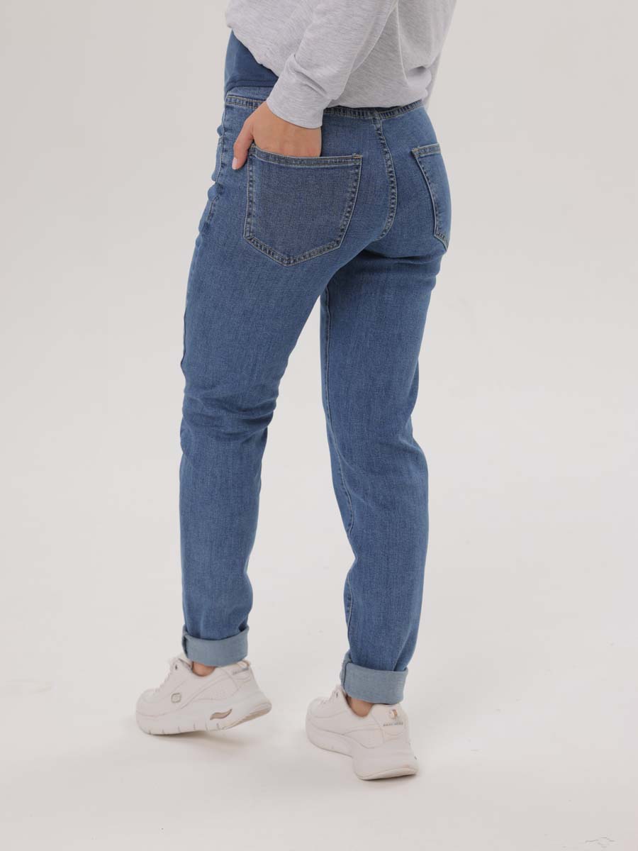 Джинсы для беременных с бандажом 66312 в офис плотные темно-серый