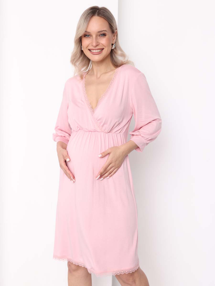 Ночная сорочка для беременных и кормящих розовый
