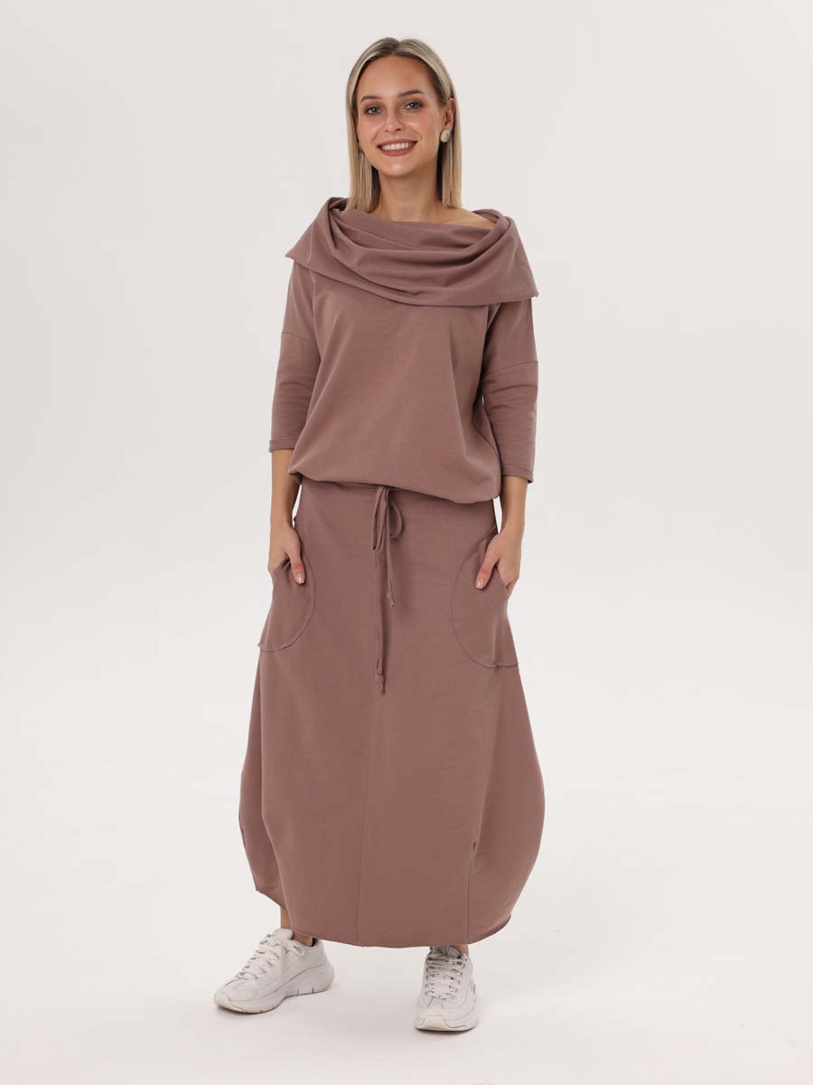 Платье женское 55714 повседневное бохо кофейный