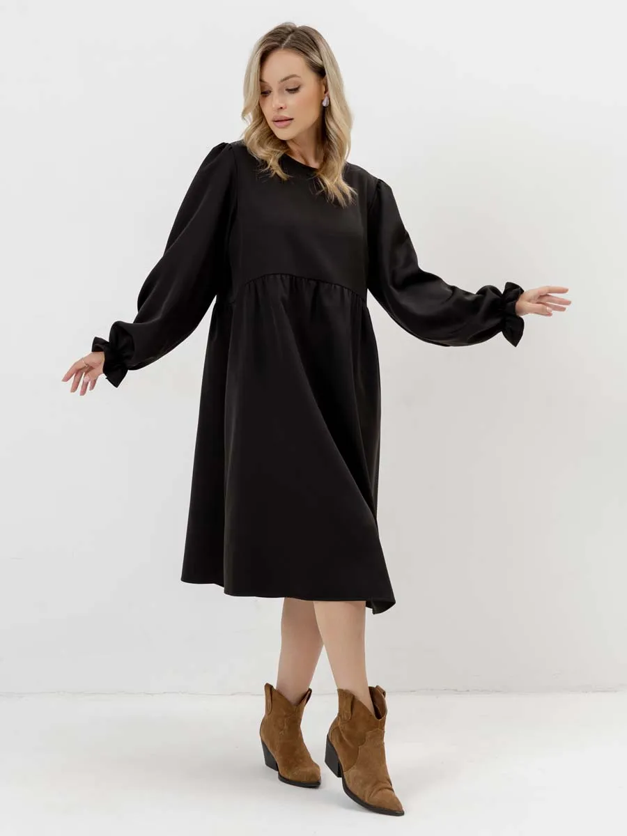 Платье для беременных с длинным рукавом в офис черный