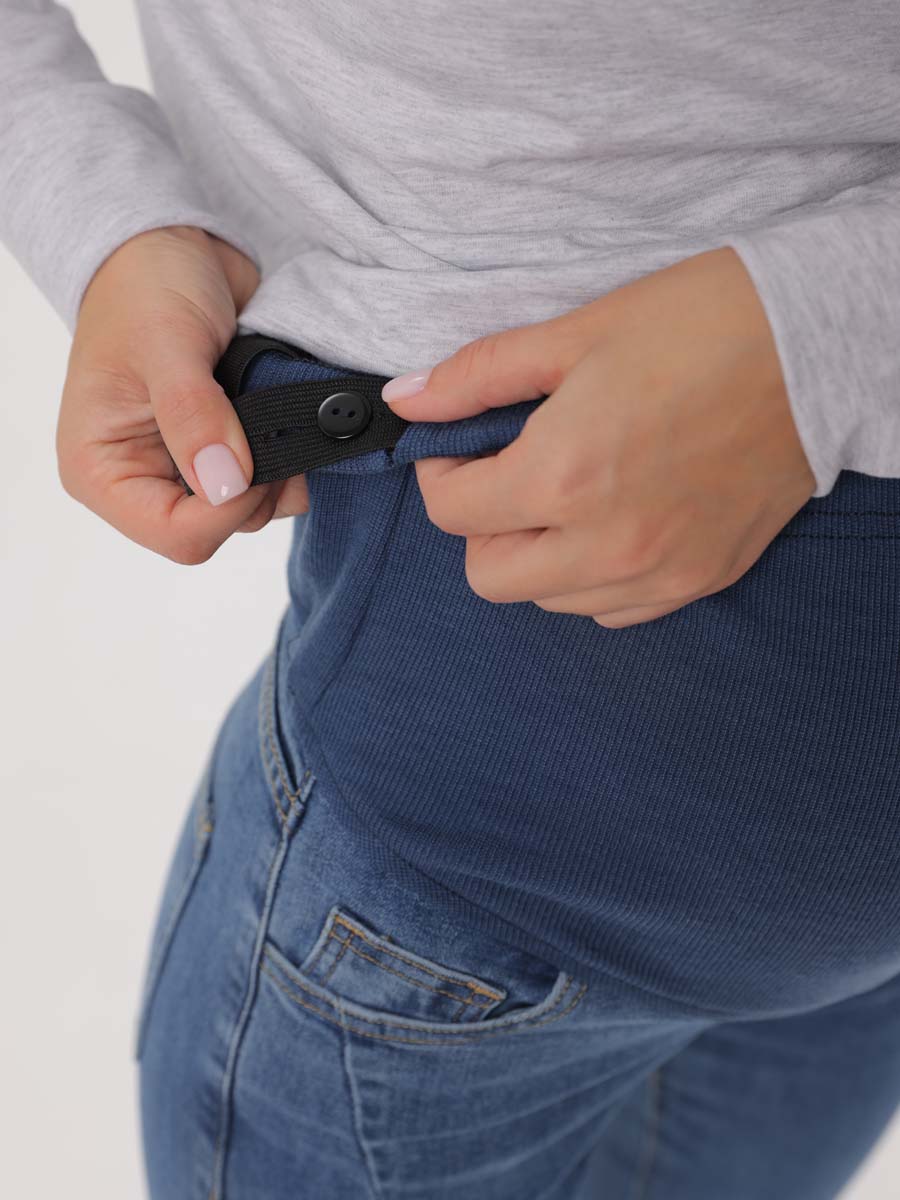 Джинсы для беременных с бандажом 66312 в офис плотные темно-серый