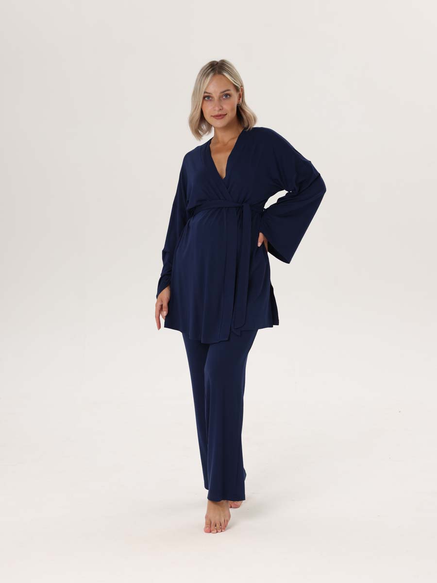Костюм брючный с кимоно синий