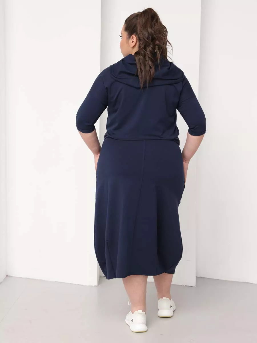 Платье для беременных длинное повседневное в офис plus size синий