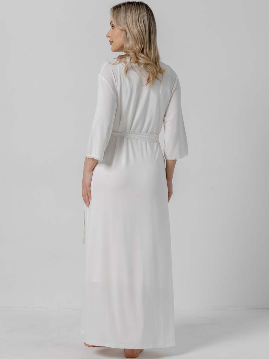 Костюм для беременных халат и сорочка в роддом для кормящих молочный