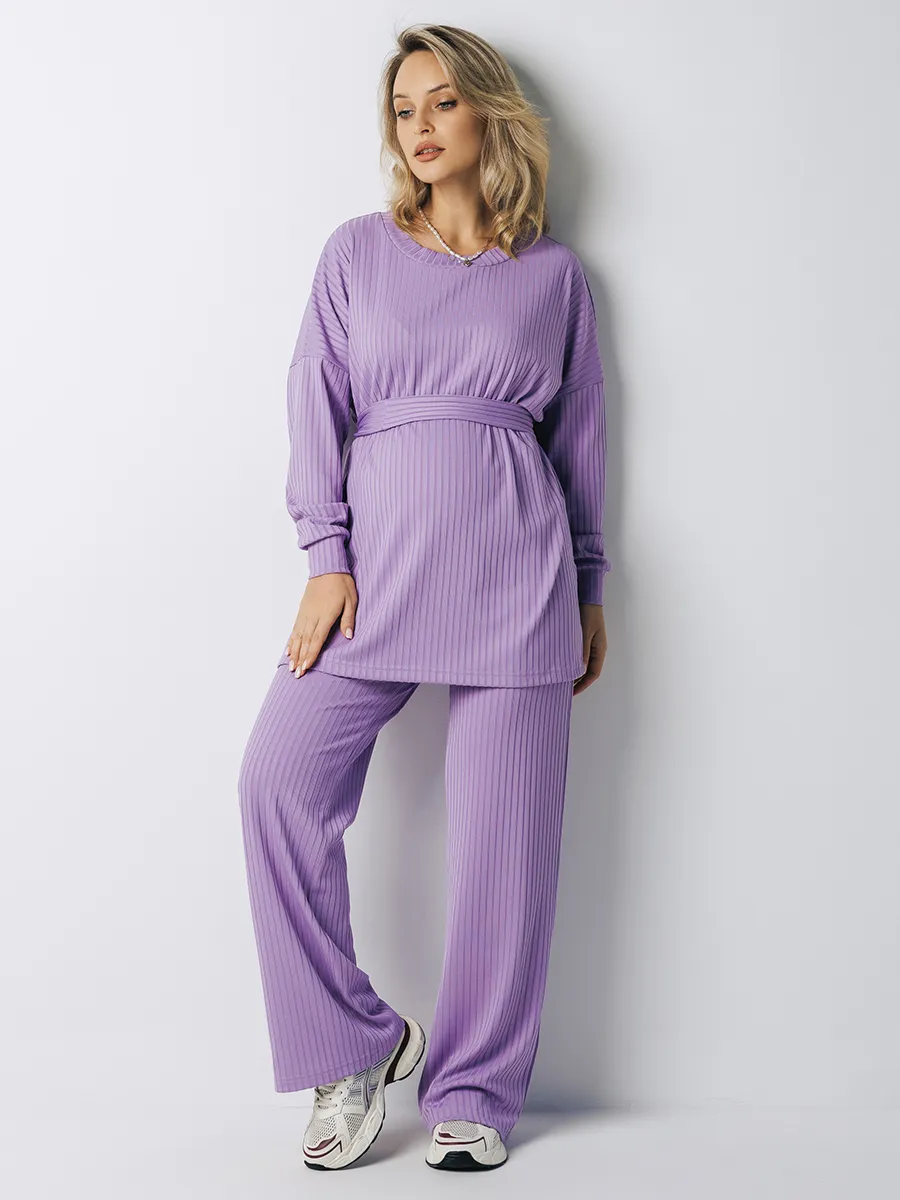 Костюм лапша для беременных туника и брюки 71532 сиреневый/71532376