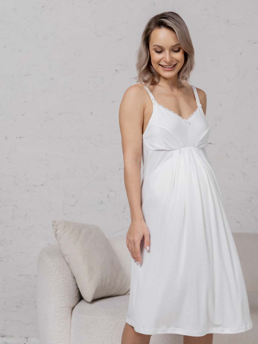 Ночная сорочка в роддом для беременных и кормящих молочный