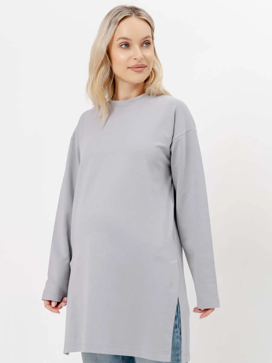 Стильная туника для будущих мам на осень серый