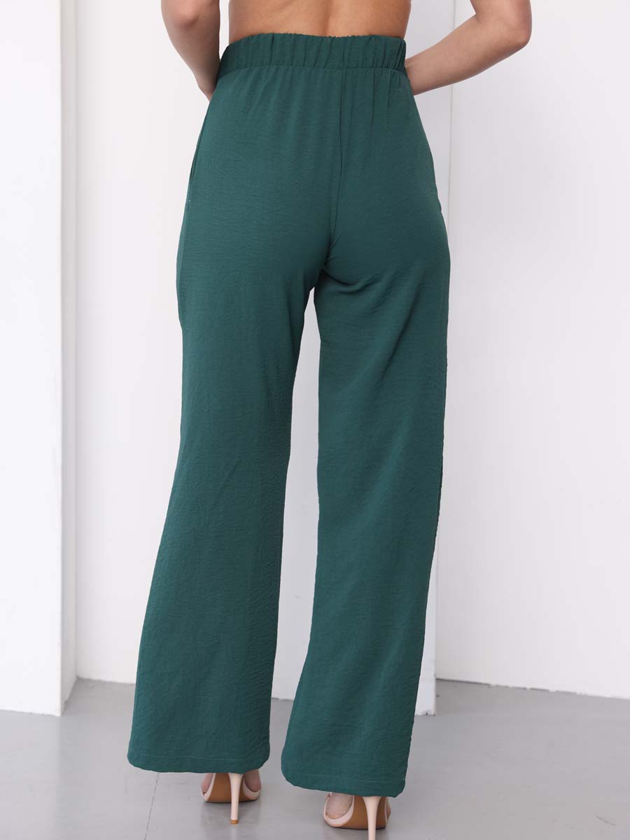 Брюки для беременных офисные широкие палаццо зеленый