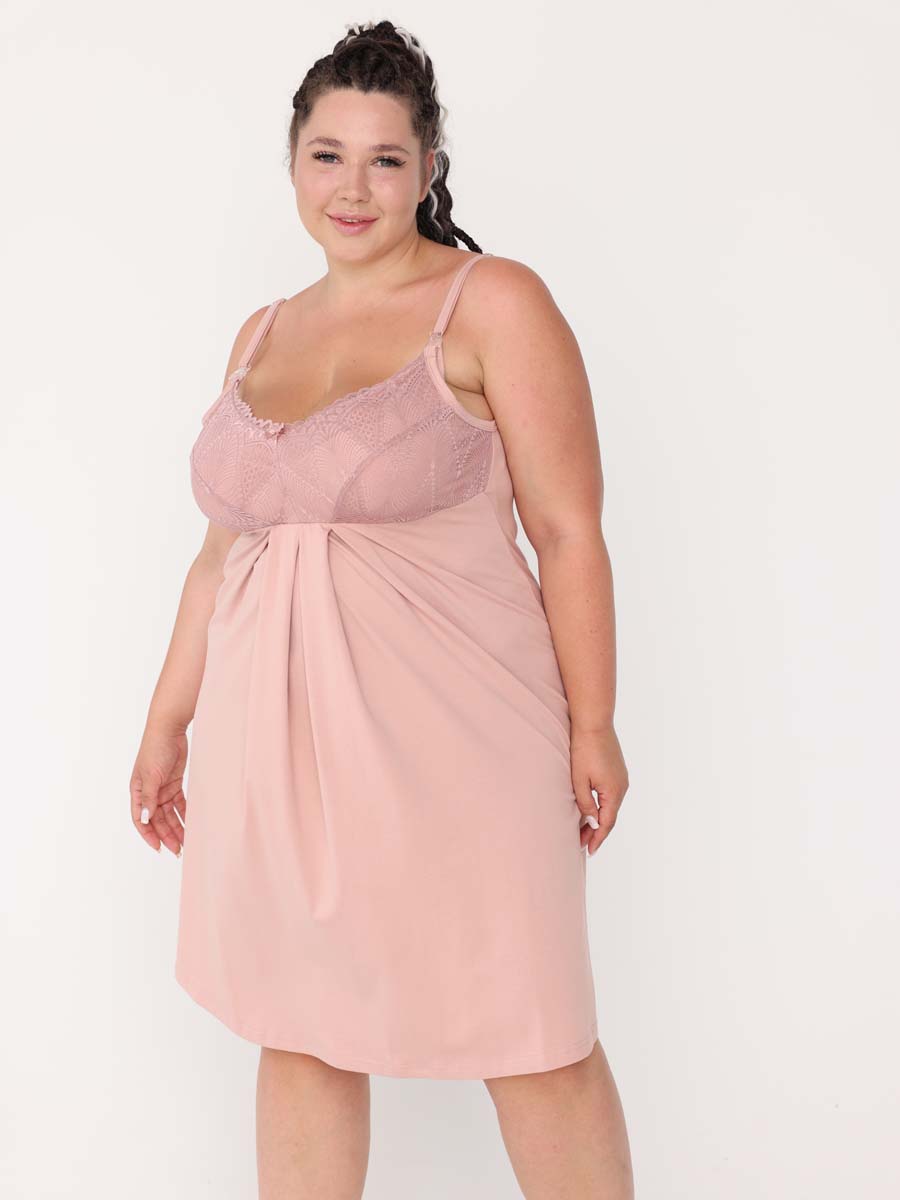 Комплект женский большие размеры 15728 для кормления пудровый