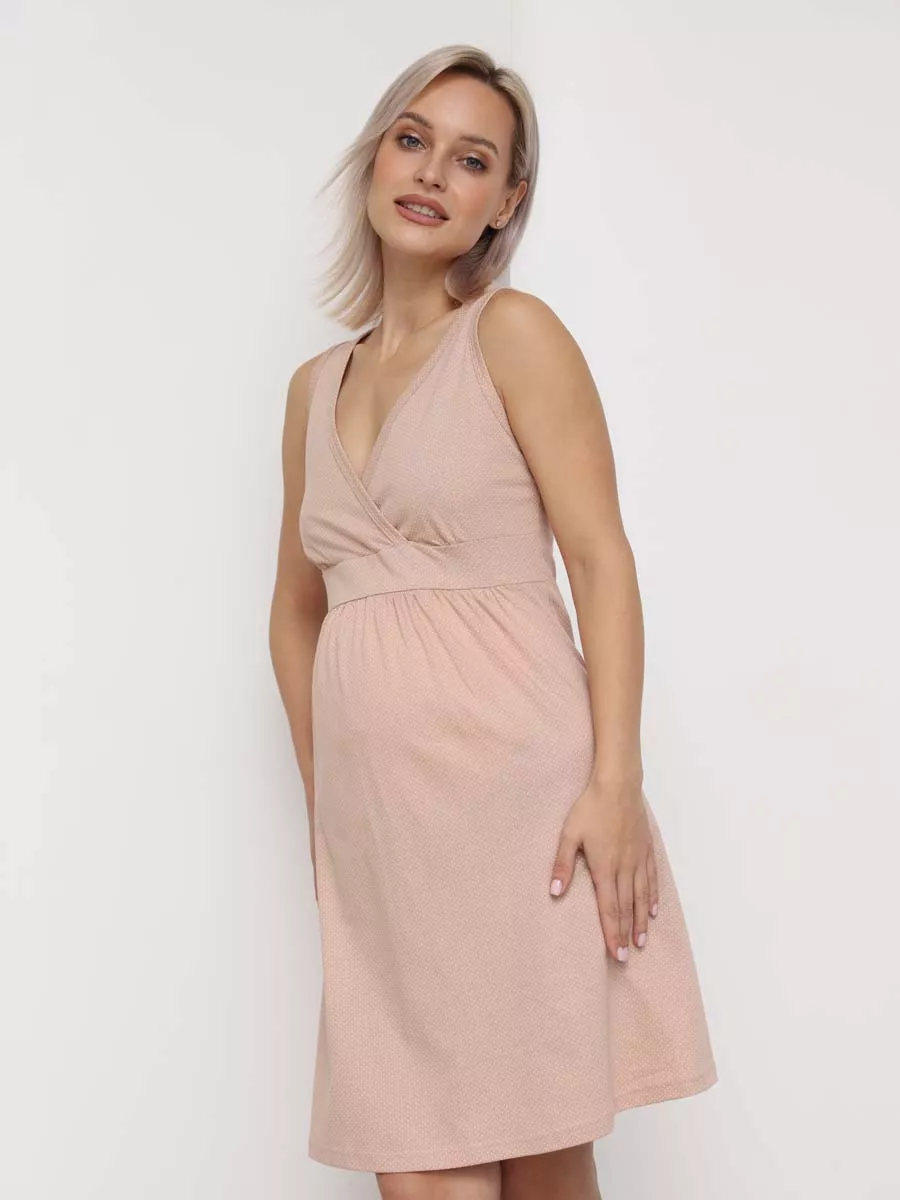 Ночная сорочка для беременных и кормящих бежевый