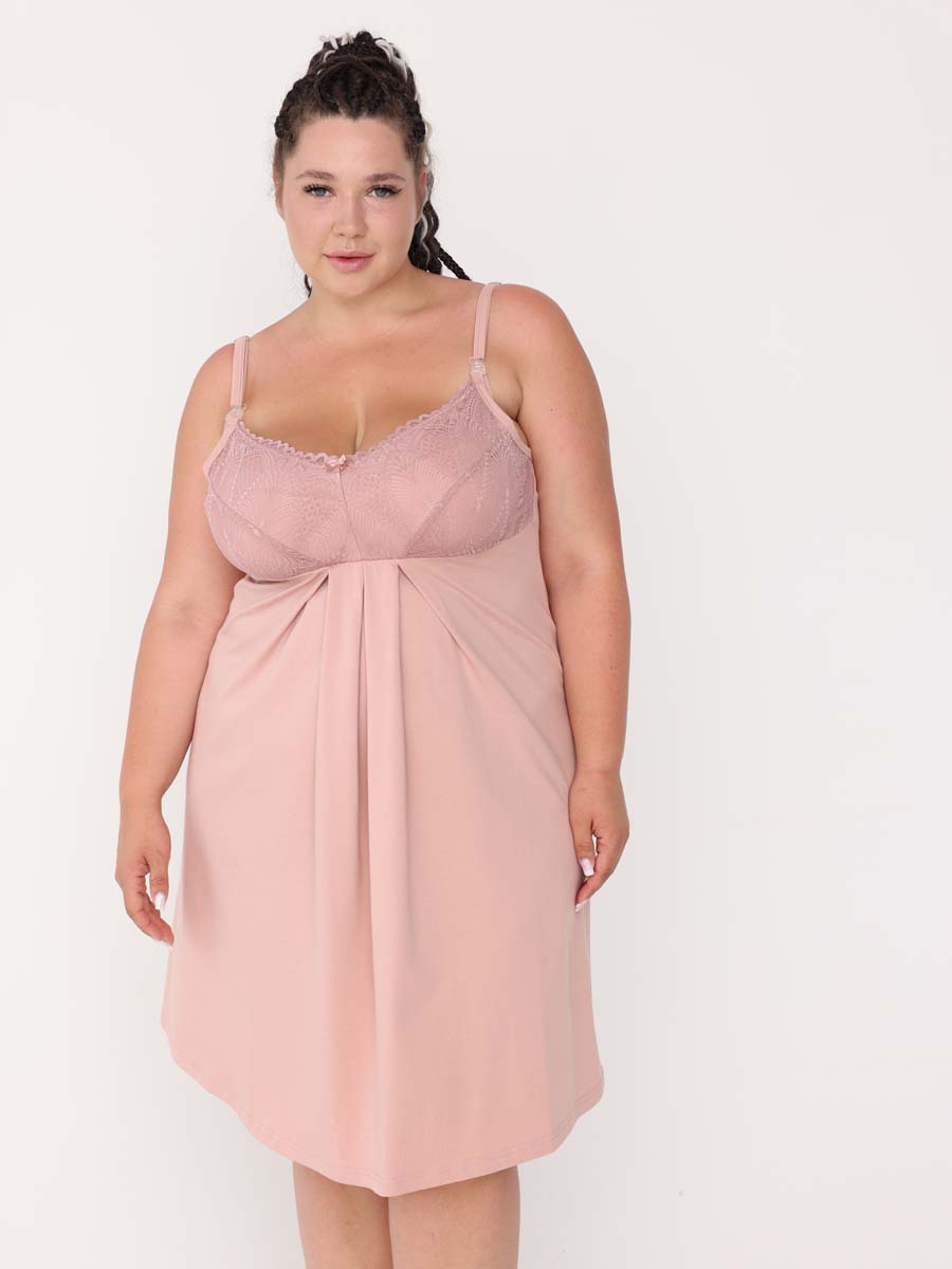 Комплект женский большие размеры 15728 для кормления пудровый