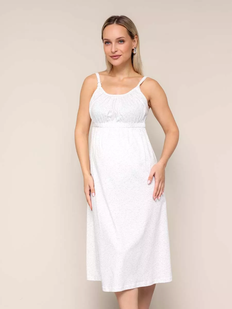 Халат и сорочка для беременных и кормящих в роддом костюм бежевый/молочный