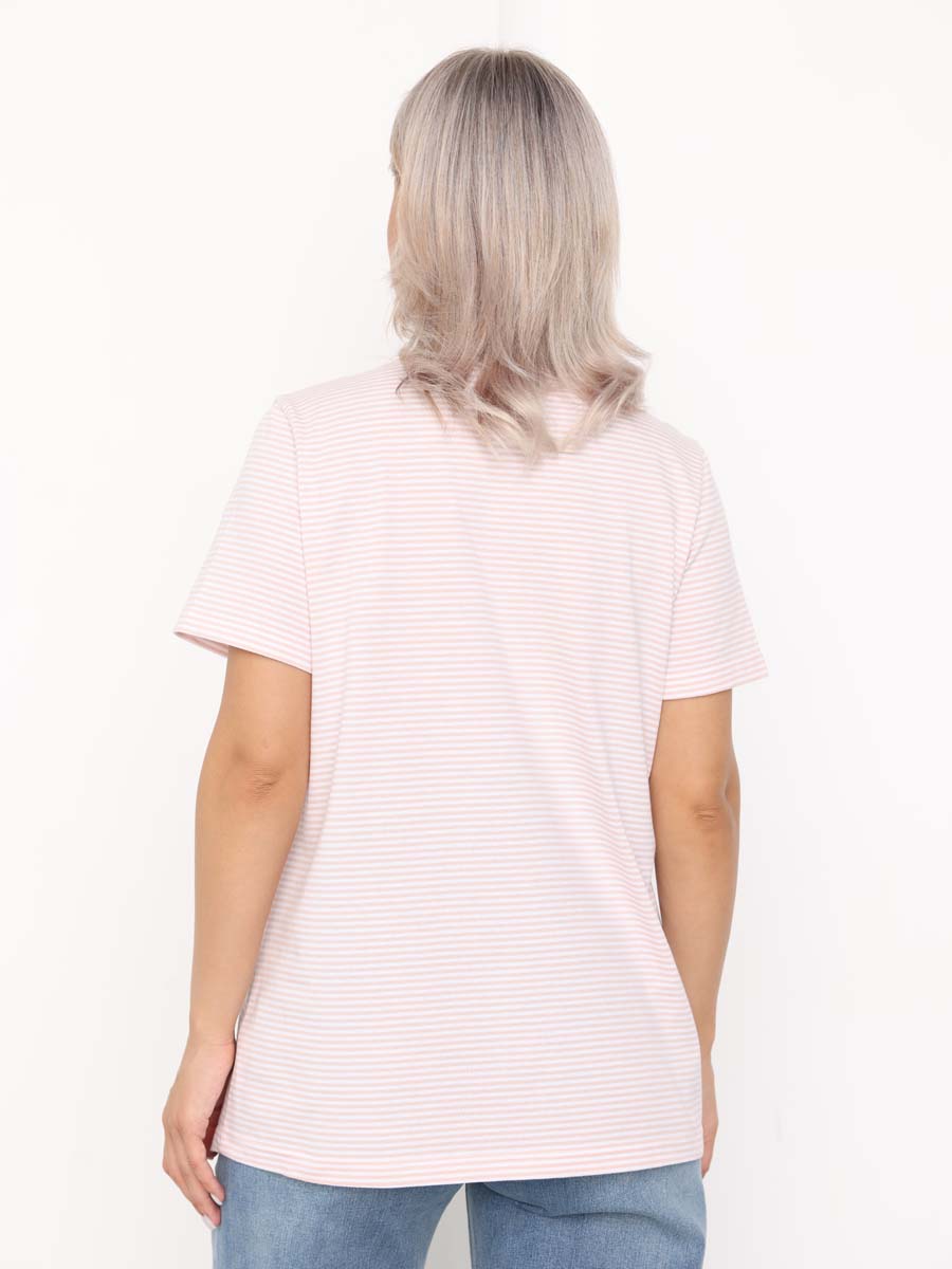 Футболка для беременных и кормящих 73301 белый/бежевый