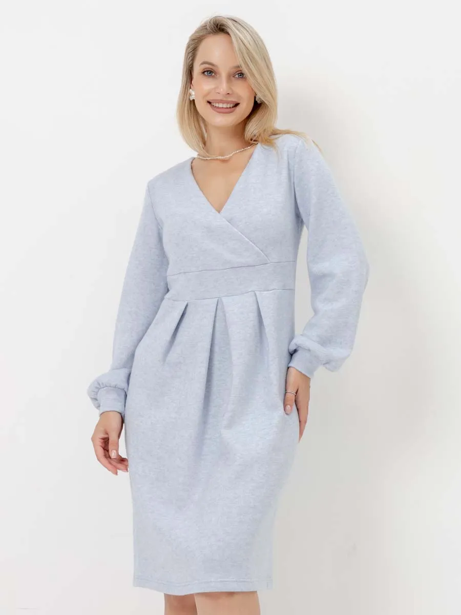 Платье в офис для беременных и кормящих мам 76710 голубой