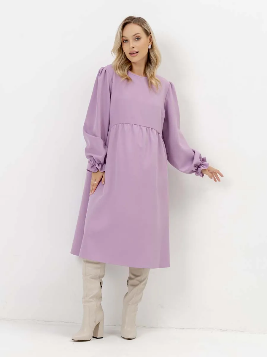 Платье для беременных с длинным рукавом в офис сиреневый