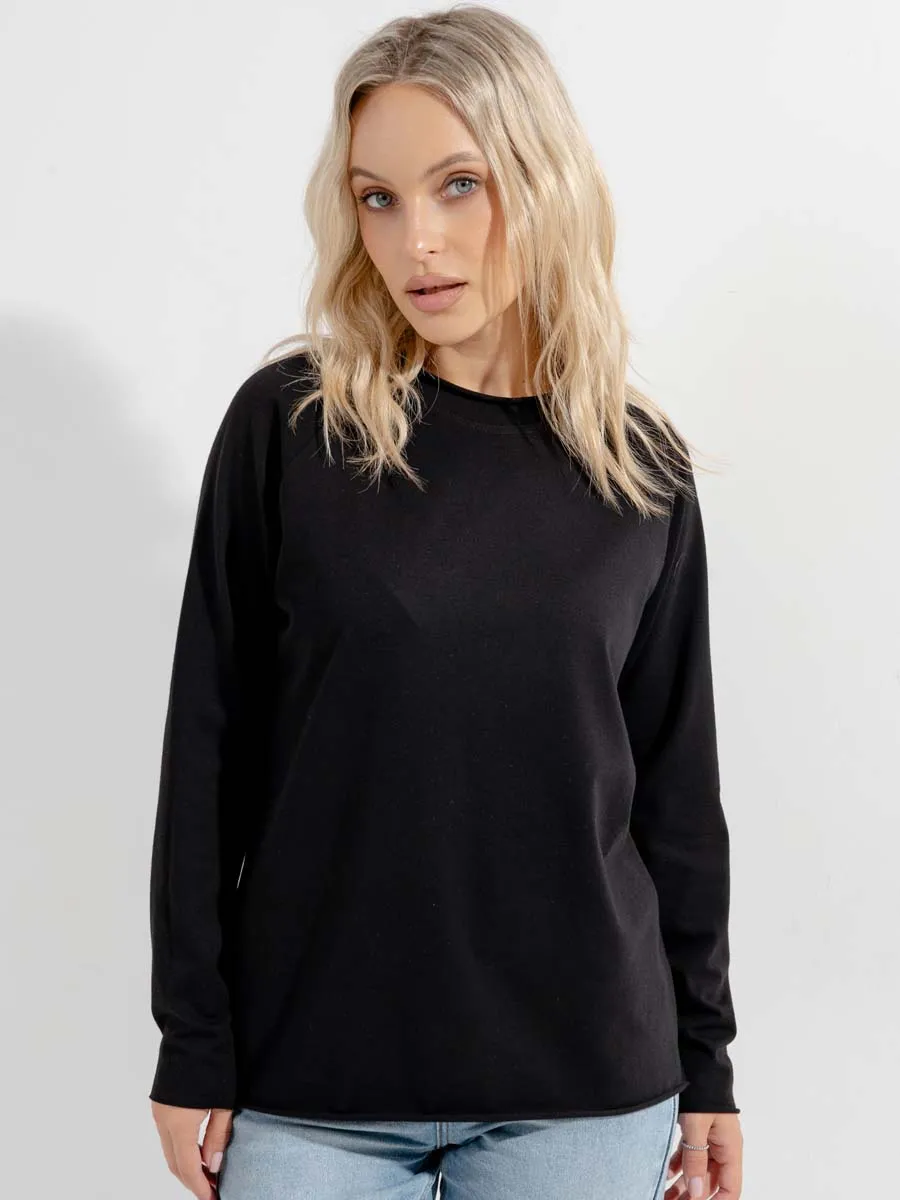 Лонгслив базовый джемпер осенний хлопок черный