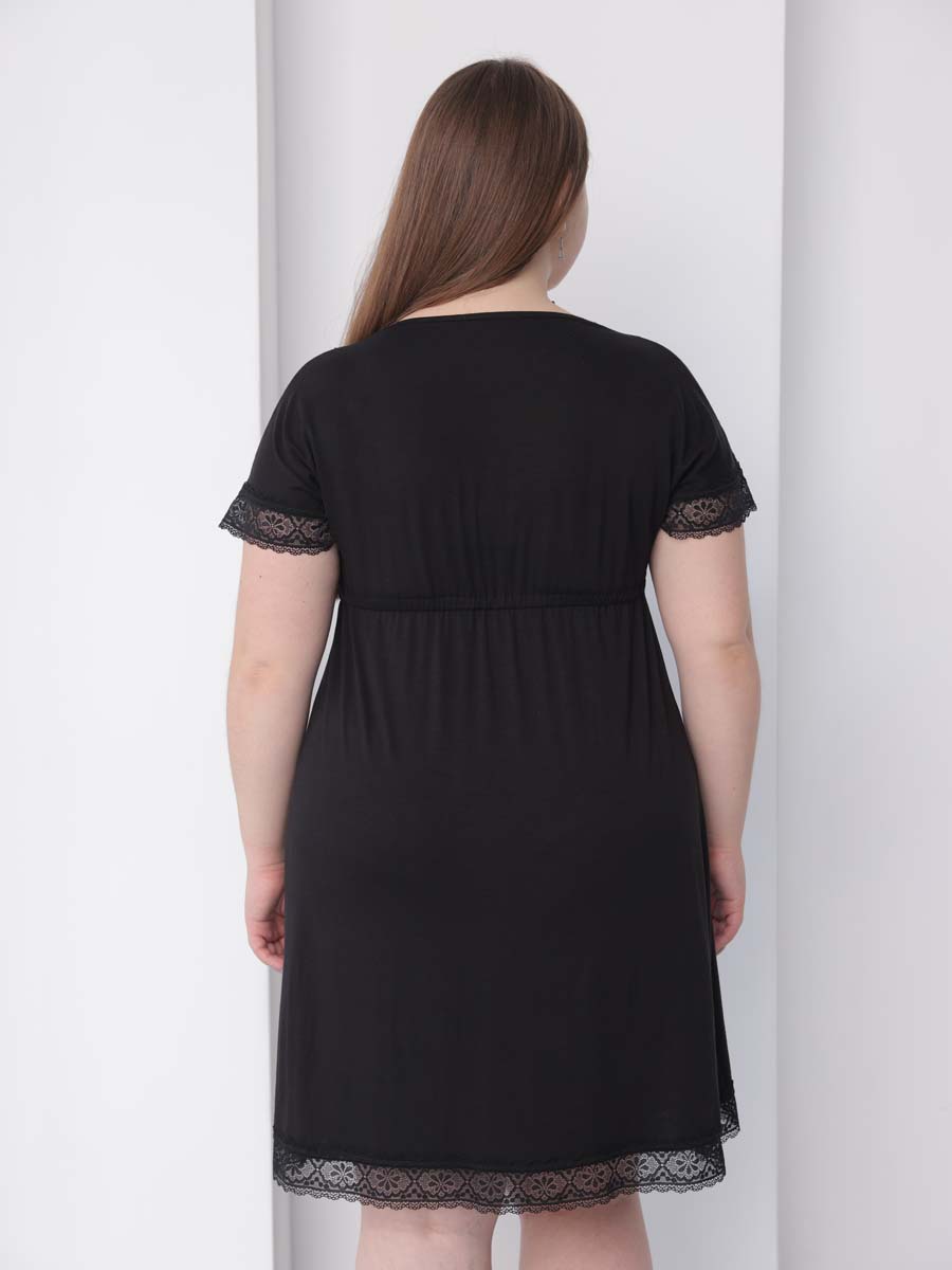 Ночная сорочка для беременных и кормящих в роддом черный